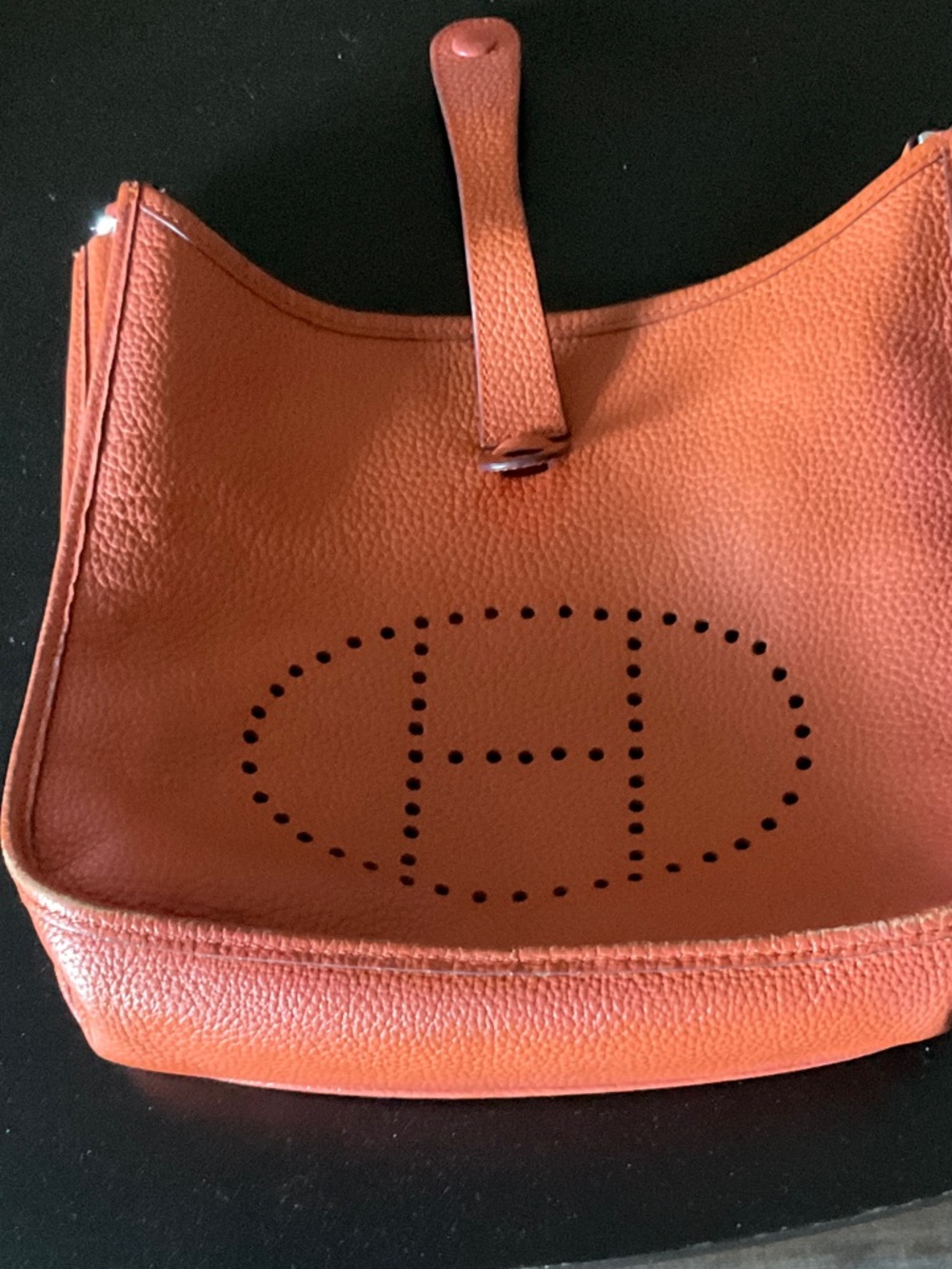 Hermes Orange Evelyne Crossbody Leather Bag